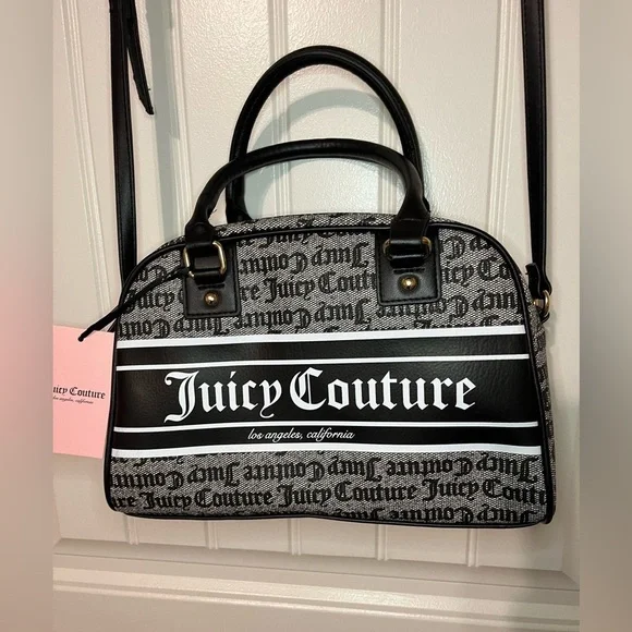 Juicy Couture Black Beige Fashionista Bowler, NWT - Picture 1 of 15